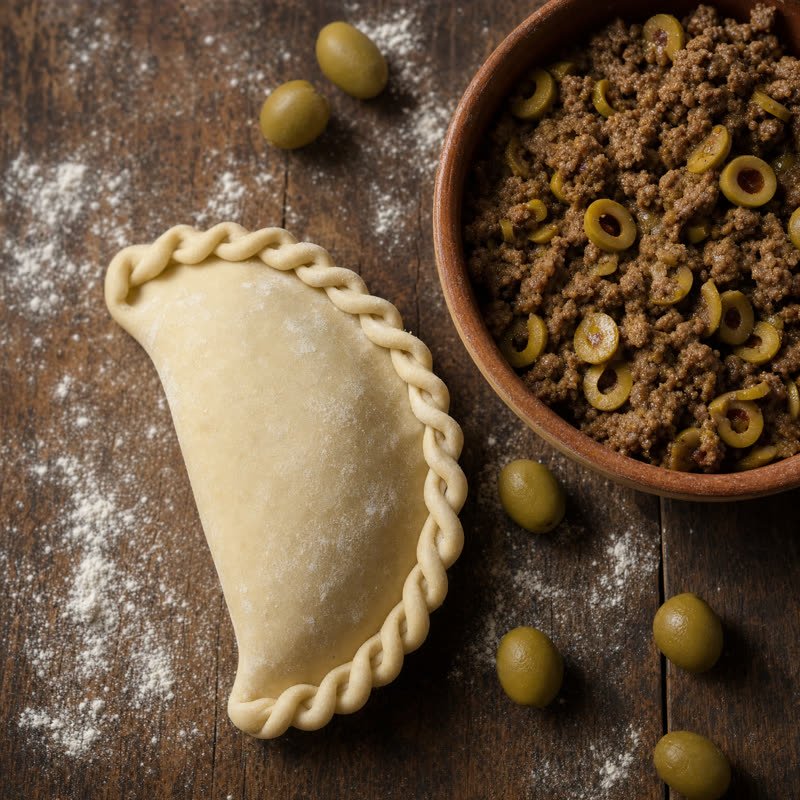 Empanada de carne y aceitunas